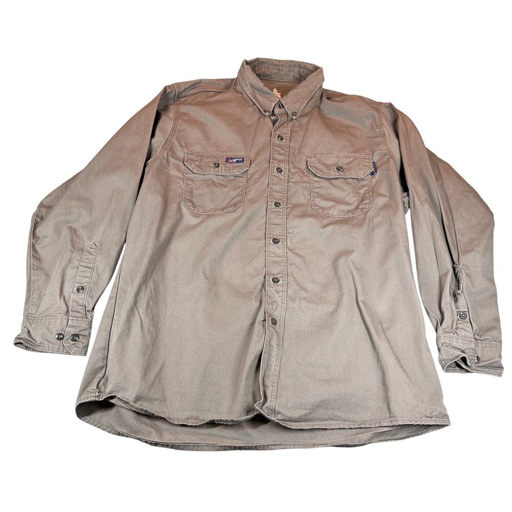 LAPCO FR Shirt Mens XL Grey Long Sleeve Button Up Workwear Top